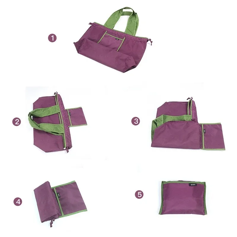 Reusable Shopping Bag, Large Capacity Foldable Drawstring Eco-friendly Storage Bag, Casual Shopping Shoulder Bag