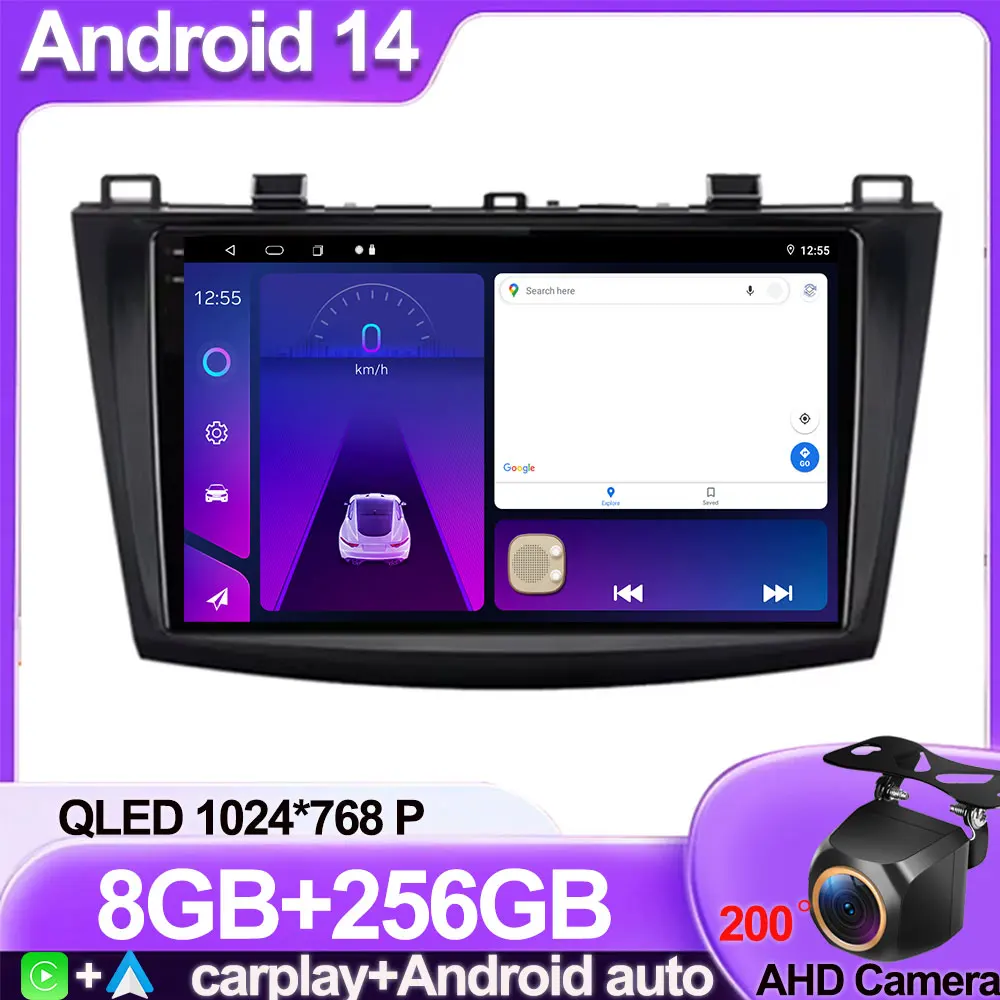 

Android 14 Carplay Auto For Mazda 3 2009 2010 2011 2012 2013 Car Radio Multimedia Player Stereo Video Audio GPS Head Unit WIFI