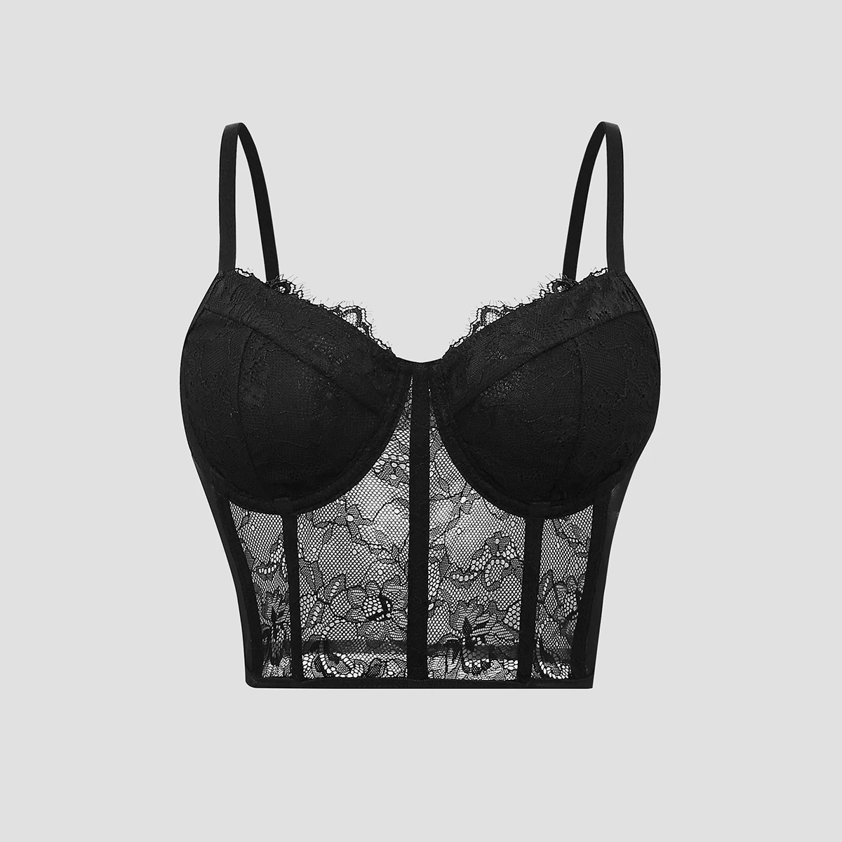 Sexy  Semi Transparent Bra Mesh Push Up Bralet Women's Tube Top Corset Bustier Vest Club Party Crop Top Elegant Lingerie