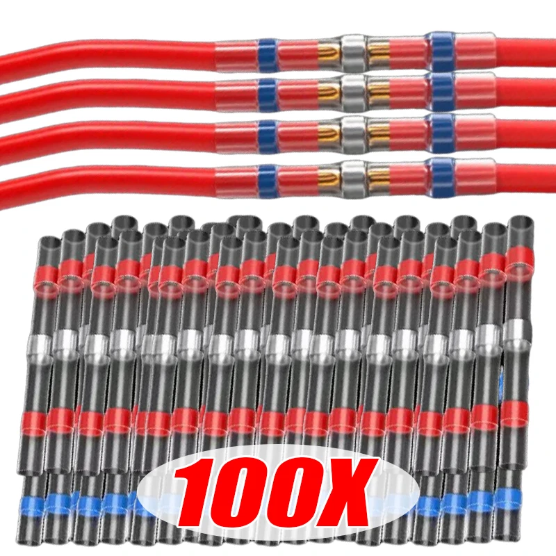10-100PCS Waterproof Solder Seal Sleeve Splice Terminals Heat Shrink Electrical Wire Butt Connector AWG22-18 Wire Terminals view 3