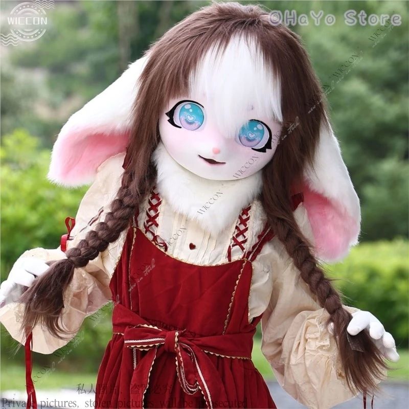 Костюм для косплея пушистого животного, милый кот, девушка, голова животного, аниме, маска кошки, наряд Lop Rabbit Comic, выставка, носимая голова Kig