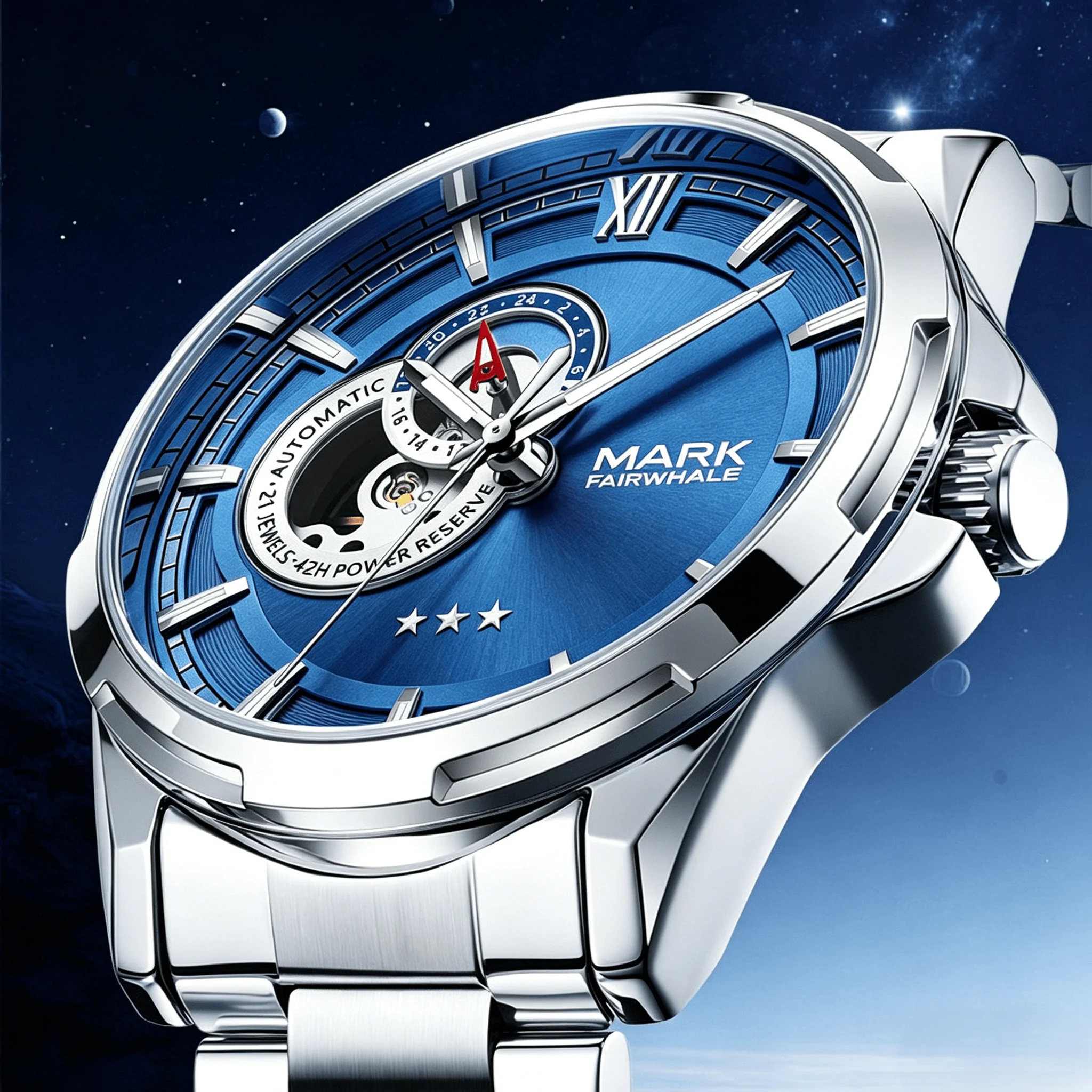 

MARK FAIRWHALE Business Coated Glass Crystal Men's Automatic Mechanical Wristwatch Luminous Fashion Watches for man reloj hombre