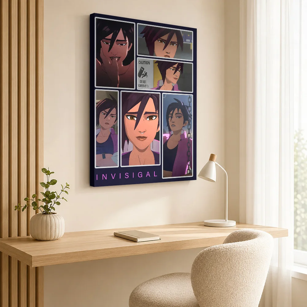 Dispatch Invisigal Character Collage Canvas Print Posters Bold Style Wall Art With Personalized Photo For Study Ideal Teen Gift