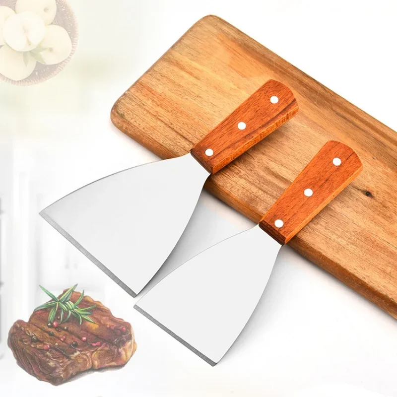 

Wooden Handle Stainless Steel Oblique Spatula Steak Burger Pancake Pizza Scraper Shovel Kitchen Cooking Tools Barbecue Utensils