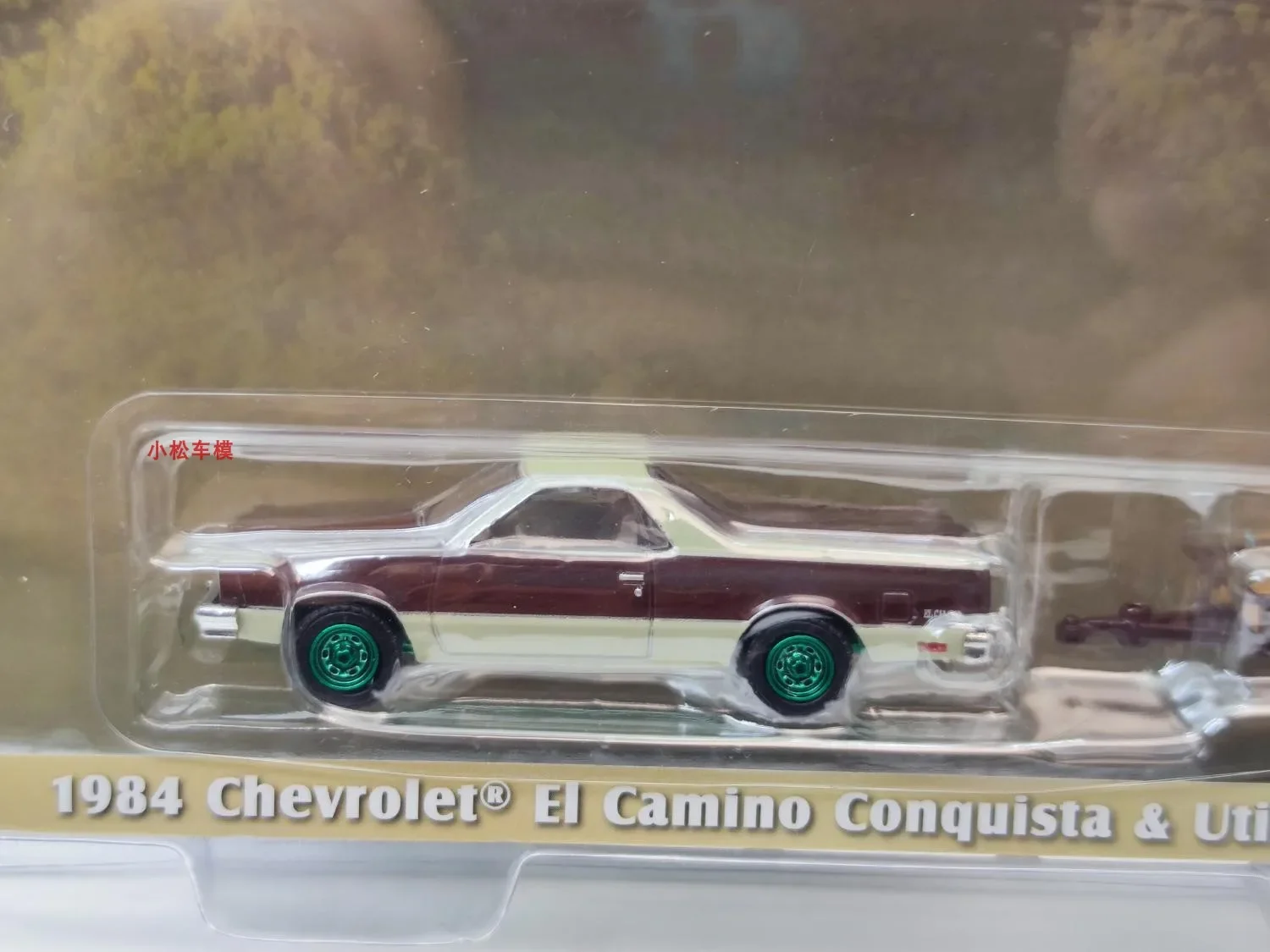 1:64 1984 Chevrolet ElCamino Sport and Trailer Green Edition Collection of car models