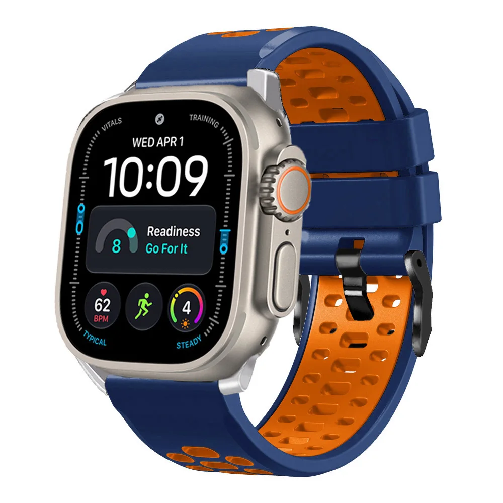 For Apple Watch Ultra 4 2 3 49mm Bracelet Breathable Silicone Strap Wristband For Apple Watch Series 12 11 10 9 8 7 SE 6 5 4