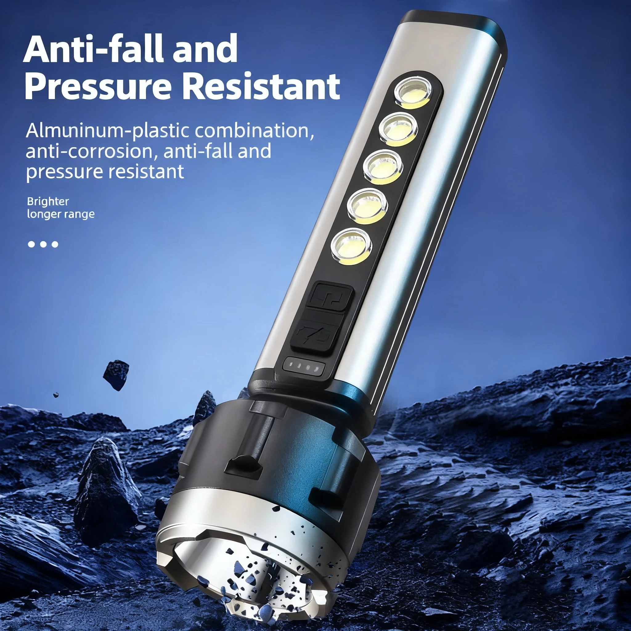 مصباح LED فائق القوة قابل لإعادة الشحن USB مقاوم للماء مع بطارية مدمجة COB خرزة مصباح فانوس فائق السطوع للتخييم