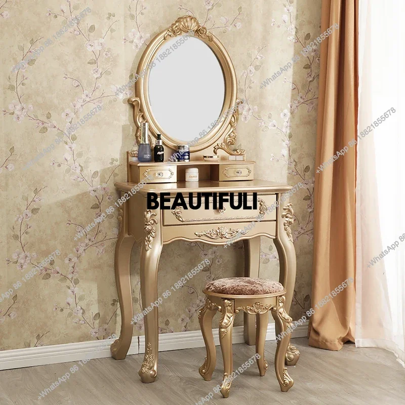

Women Stool Luxury Dresser Eithe Drawers Girl Box Hotel Makeup Mirror Dressing Table Bedroom Large Comoda Pra Quarto Furniture