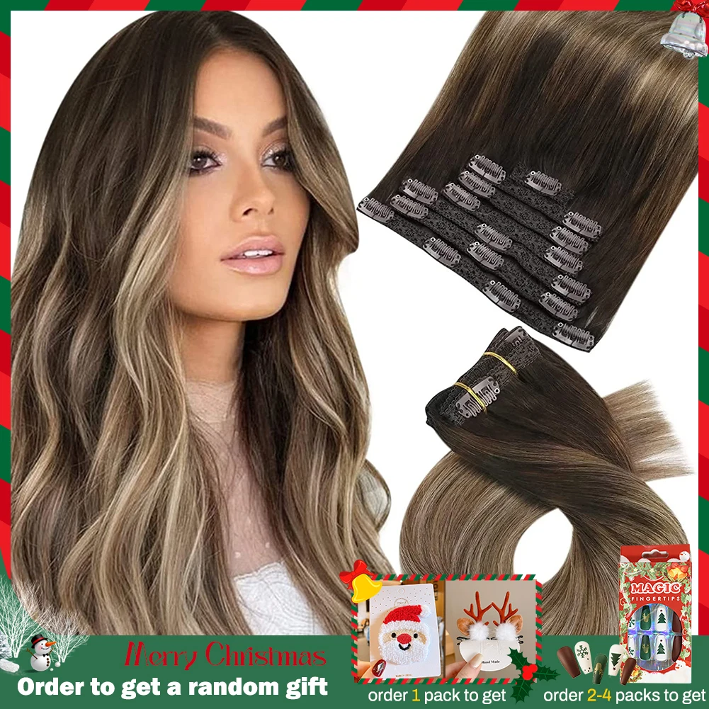 [Hot Sale] Moresoo Clip in Hair Extensions Real Natural Hair Remy Straight Set 5&7 Pcs Brazilian Clip in Human Hair Extensions