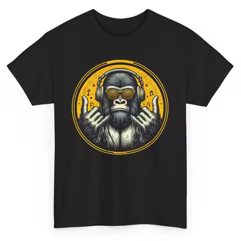 Cool Monkey Music T Shirt Funny Novelty Musician Gorilla