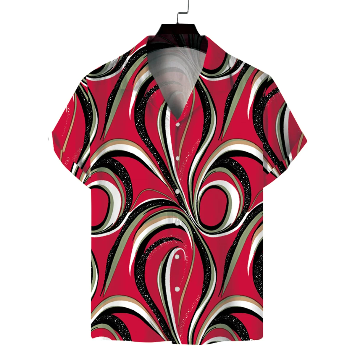 Men's Leisure Stripes Print Hawaiian Shirt Man Beach Casual Shirts Short Sleeves Comfortable Graphic Elegant Oversized Blouses