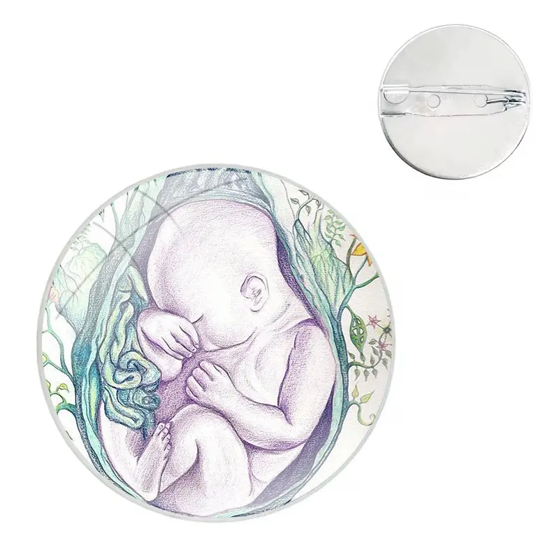 Leonardo Drawing Pregnant Mom Baby Art Pins Badge Metal Brooches For Clothes Backpack Decoration gift