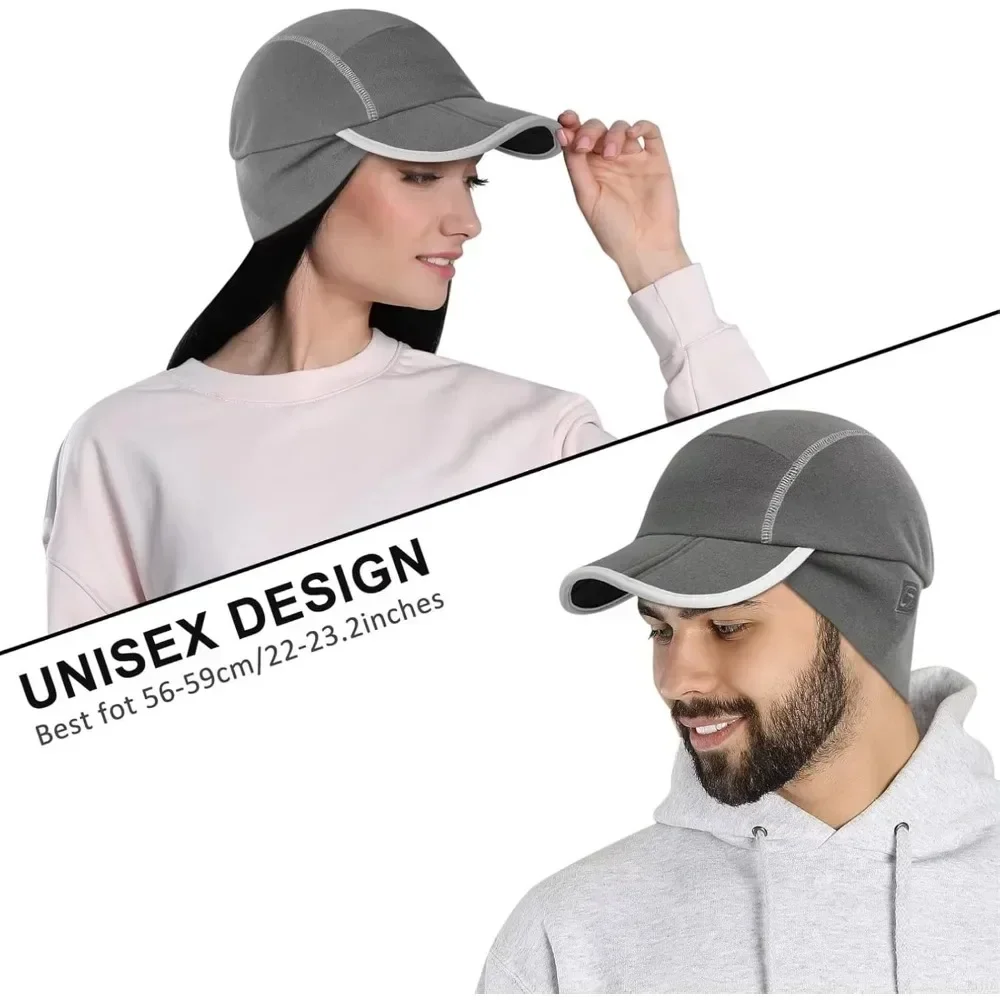 Men's Winter Reflective Fleece Cap Foldable down Hat for Hiking Running Climbing Golf Workout - Outdoor Sports Cap