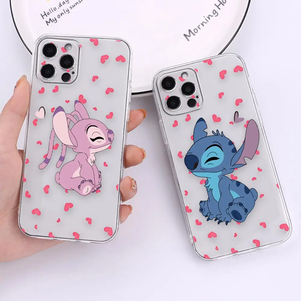 

Clear Phone Case For iPhone Apple 14 12 13 16 15 11 Pro SE 8 7 Plus X XR XS Max SE Case Funda Shell Lilo & Stitch Cartoon Anime