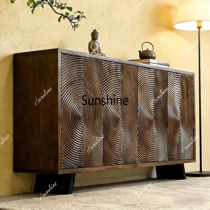 Wabi Sandy Wind Solid Wood Dining Side Cabinet Living Room Simple Storage CabinetT*