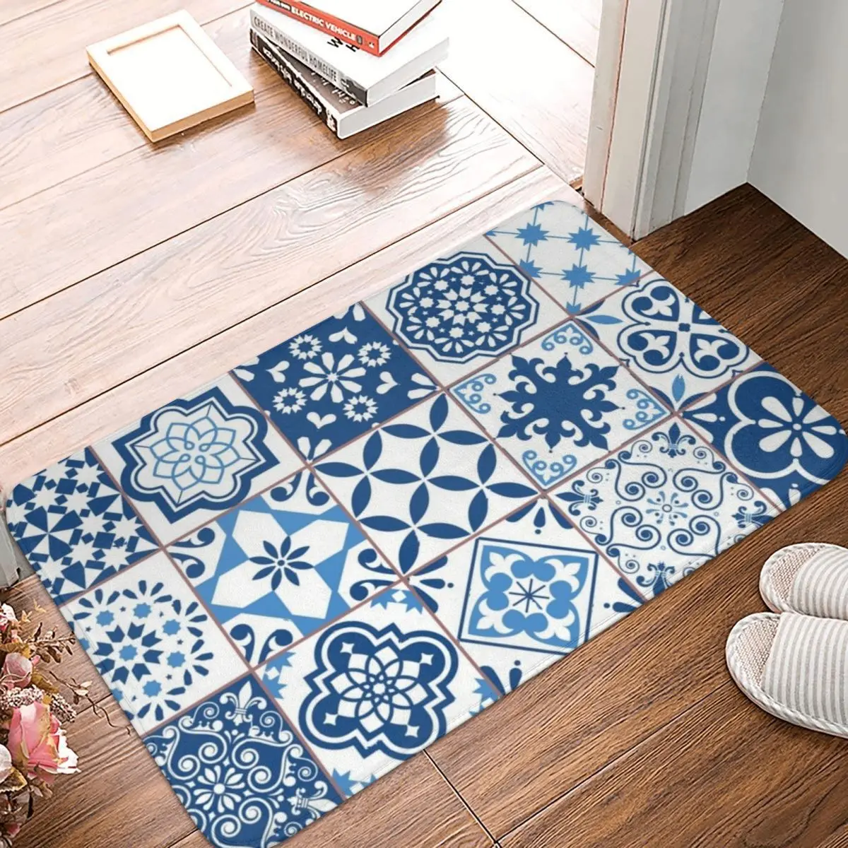 Abstract Patterns On Ceramic Tile Anti-slip Doormat Floor Mat Washable Carpet Rug for Kitchen Entrance Home Bedroom Footpad Mats