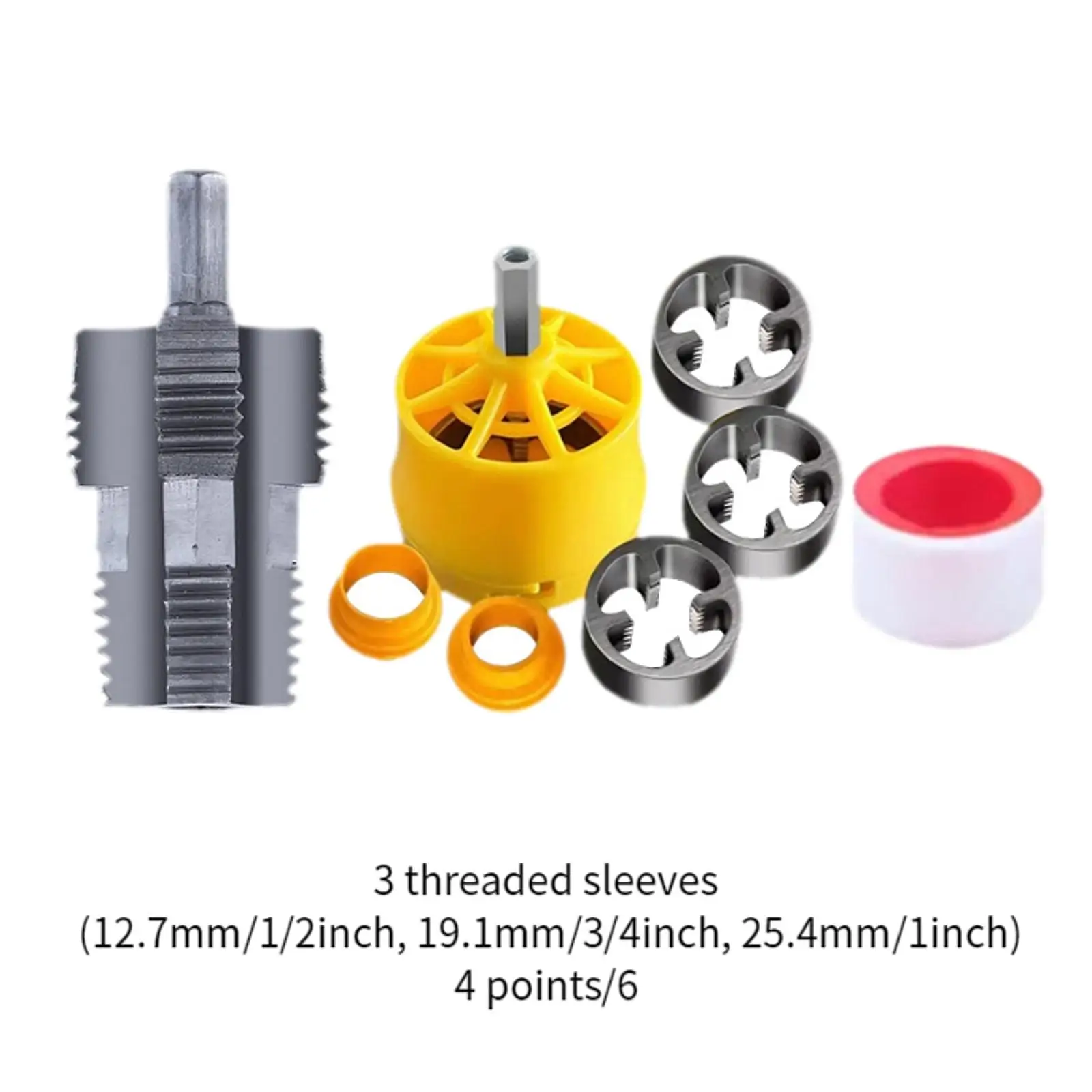 PVC Pipe Threader Kit Threading Device Garage Premium with Inner Thread Opener Buckle Design with 1/2 inch 3/4 inch 1 inch Dies