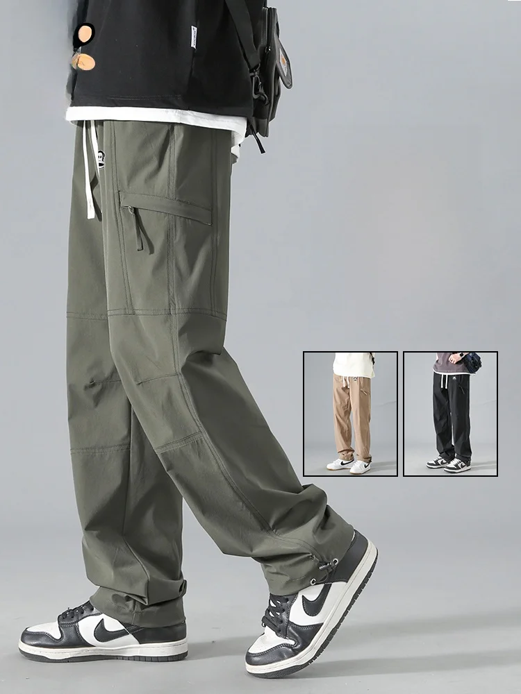 

Мужские летние брюки Paul Frank American Sle Workwear из ледяного шелка, повседневные, свободные, прямого кроя, в стиле парашютиста, модные