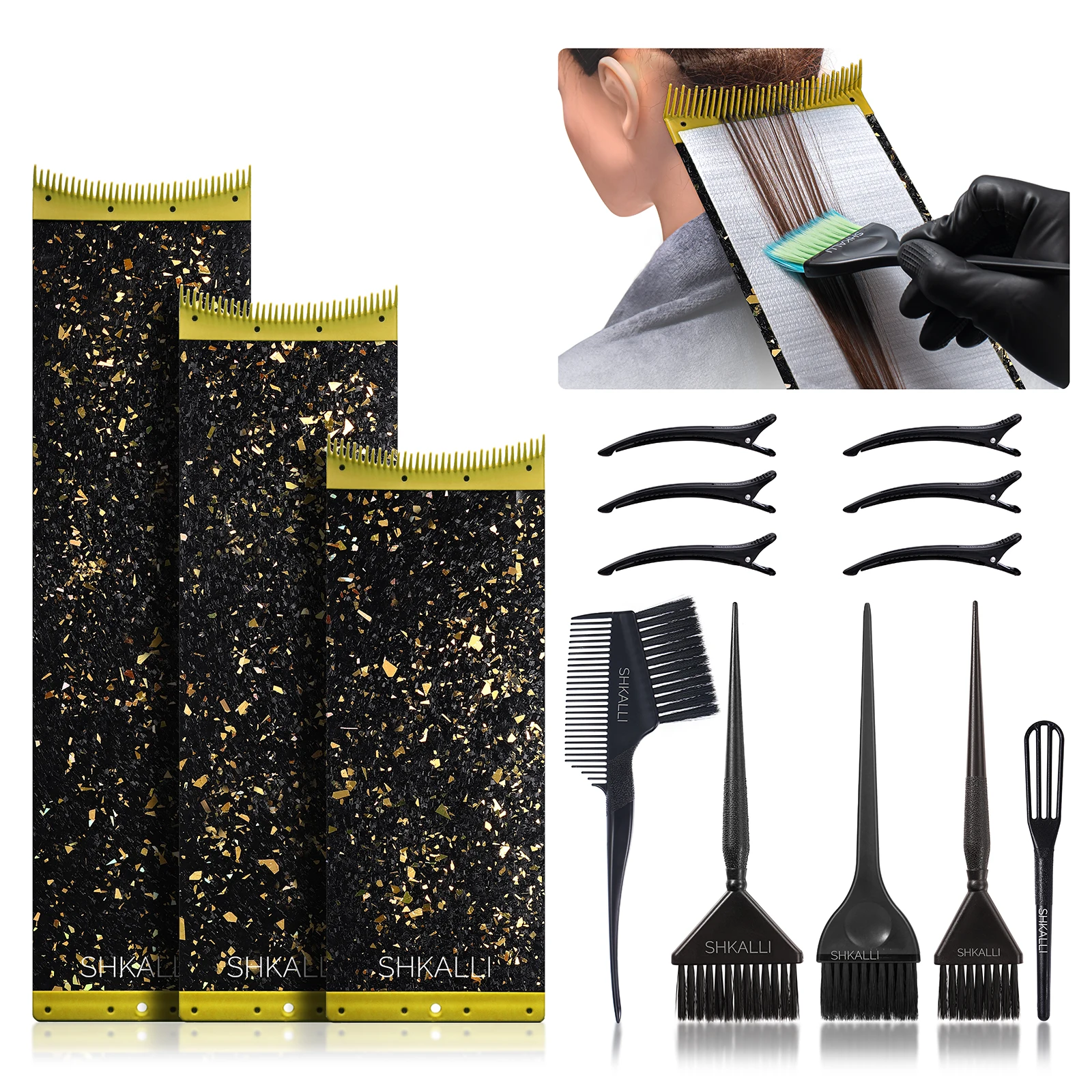 SHKALLI Carbon Fiber Highlighting Board with Comb Teeth Hair Dyeing Board Styling Accessory for Hairdressers Coloring Tool