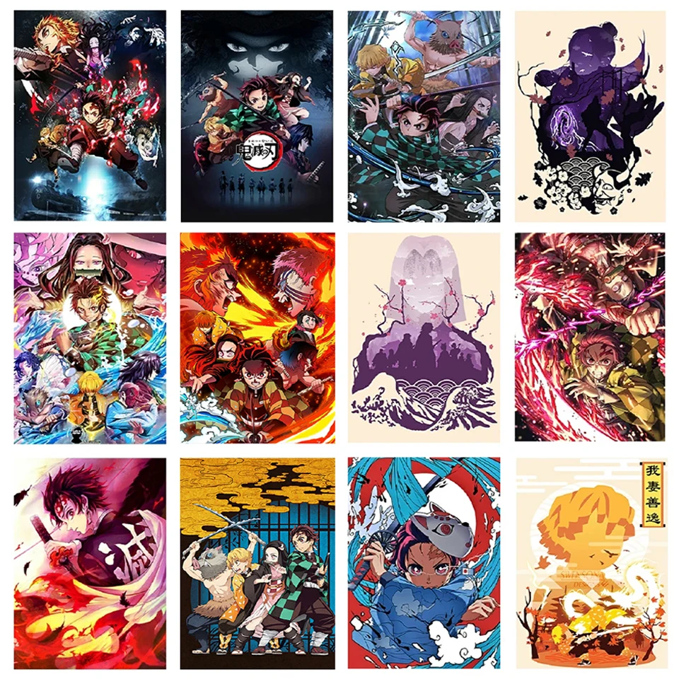 Demon Slayer 5D Diamond Painting Picture Kimetsu No Yaiba Japan Anime Full Diamond Mosaic Cross Stitch Embroidery Kit Decor Art