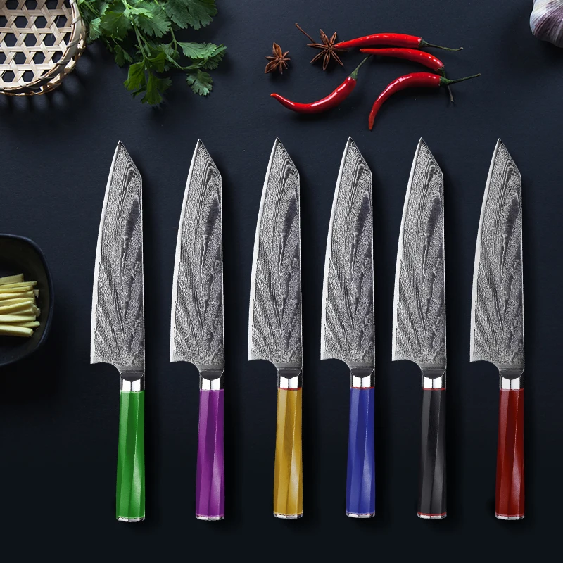 

8 Inch Kiritsuke Knife 73-layers Damascus Steel Blade G10 Twist Hnadle Sharp Chef Cleaver Slicing Professional Kitchen Knives