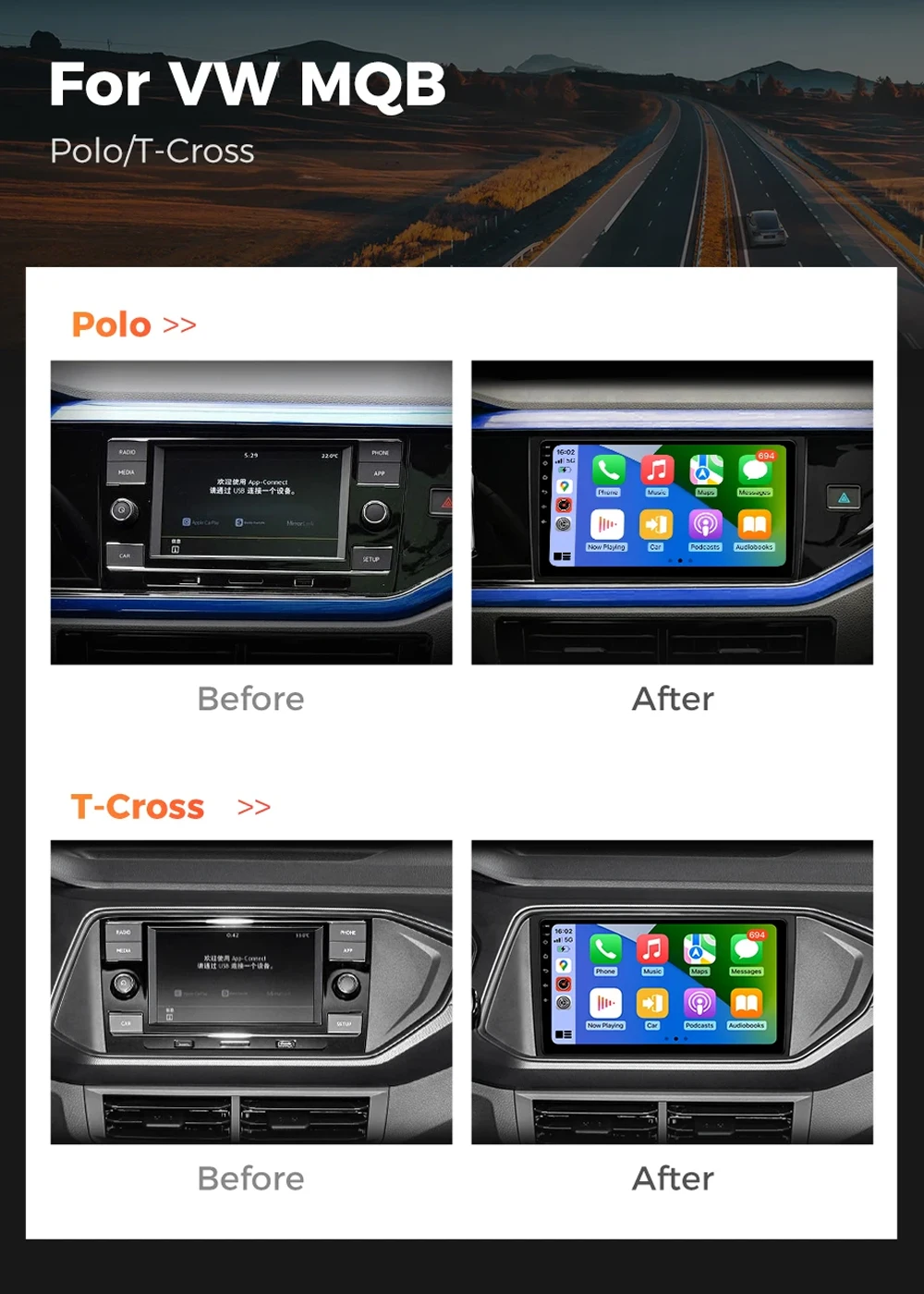 Car Radio For VW Volkswagen MQB POLO VI Plus Jetta MK7 T6 Bora Wireless Carplay Android 14 Auto Multimedia Player Car Stereo GPS