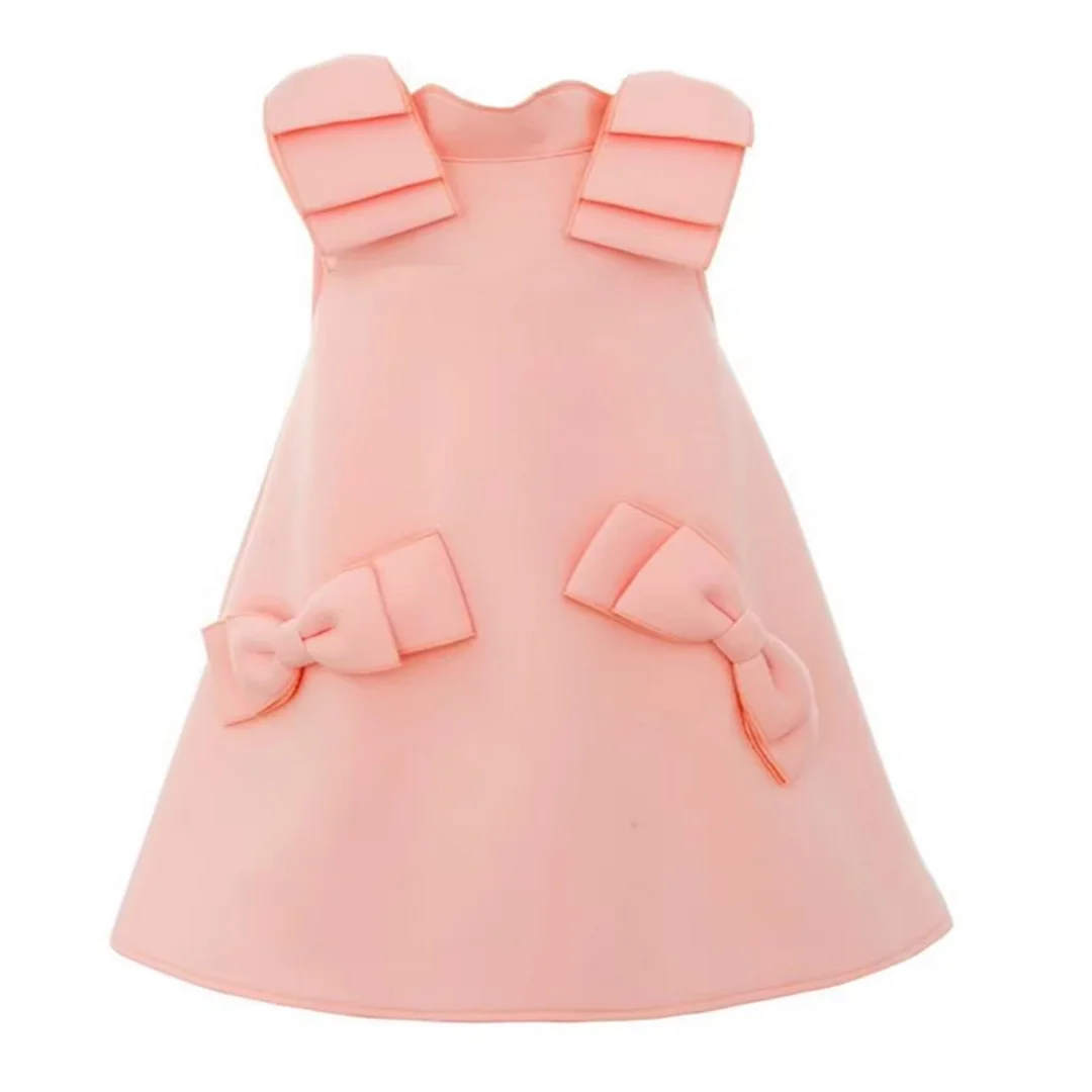 Vestido nuevo de primavera y otoño para niña, vestidos de fiesta para niños, vestido de princesa con lazo, ropa para niños, vestido rosa de alta calidad