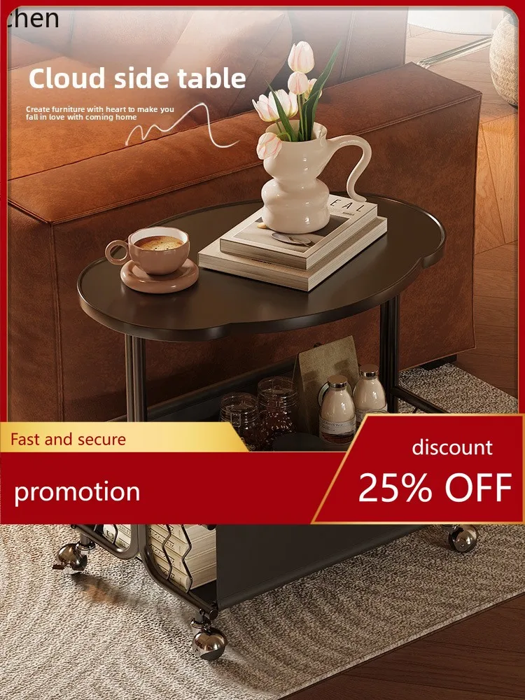 

ZML Living Room Home Small Trolley Side Bedside Snack Storage Rack Movable Sofa Side Cabinet