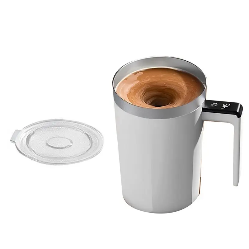 ABBZ-Stainless Steel Magnetic Rotating Stirrer Coffee Cup Mixing Cup LED Temperature Display Self Stirring Coffee Mug