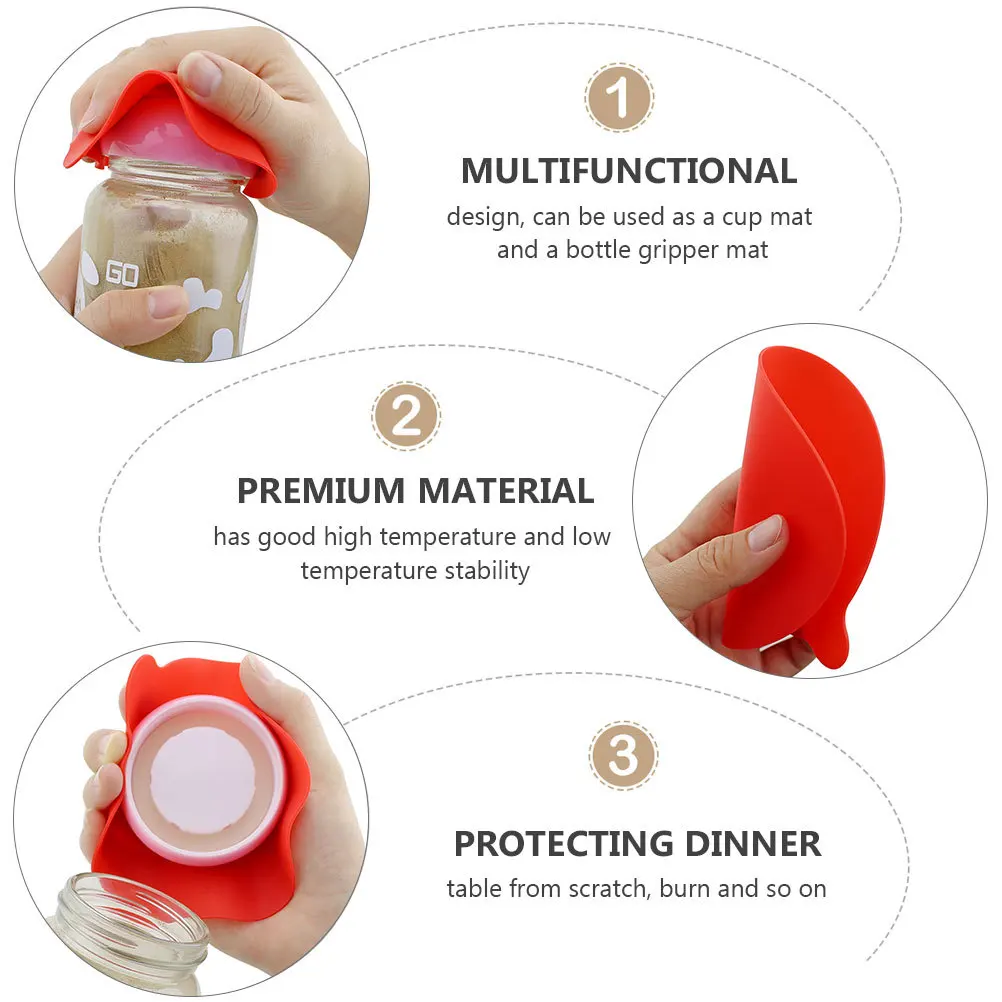 

5Pcs Silicone Heat Resistant Cup Pads Non Slip Round Coasters Jar Gripper Mats Table Protection Round Gripper Mat