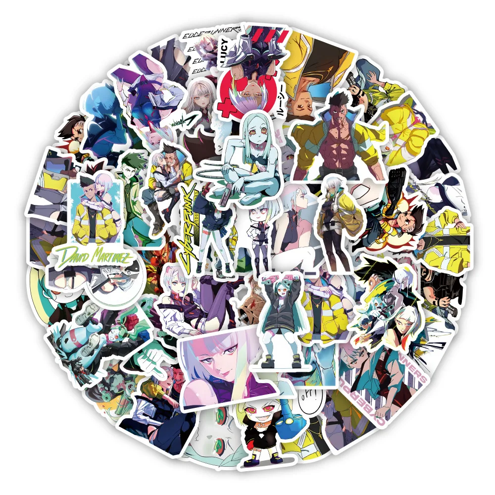 50PCS Cartoon Anime Cyberpunk Edgerunners Graffiti Stickers DIY Diary Phone Case Handmade Scrapbook Aesthetic Stickers