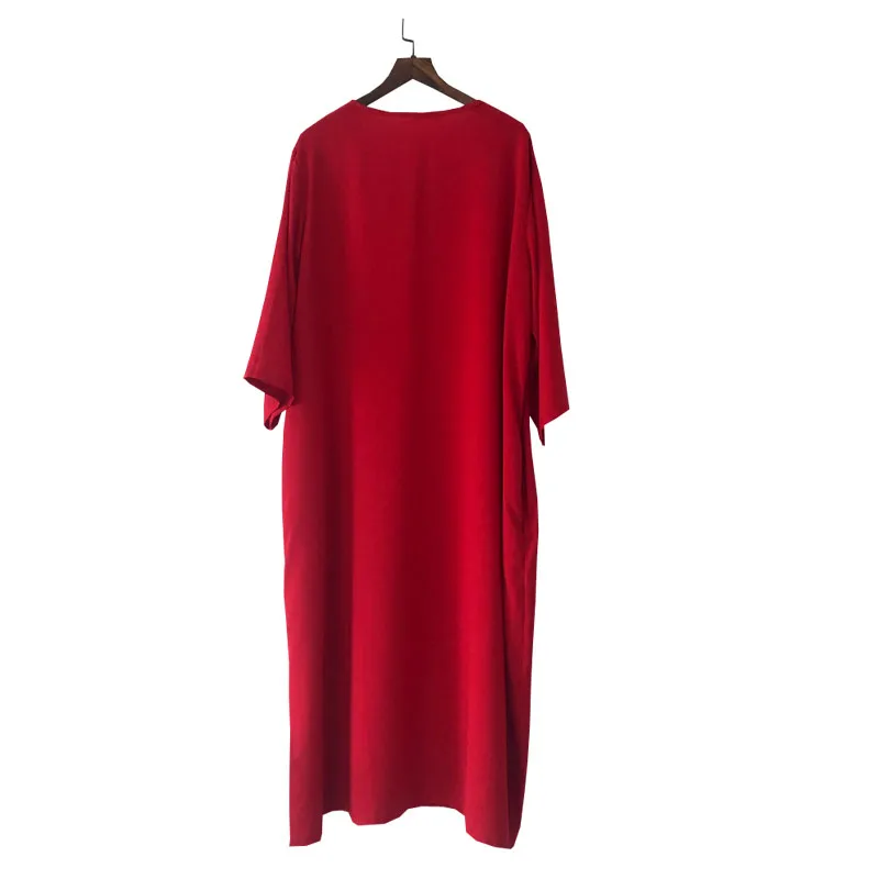 Fengbaoyu Cotton Silk Summer Half-sleeved V-neck Dress Large-size 4XL 5XL Long Dress Nightdress Dress for Women free Shipping