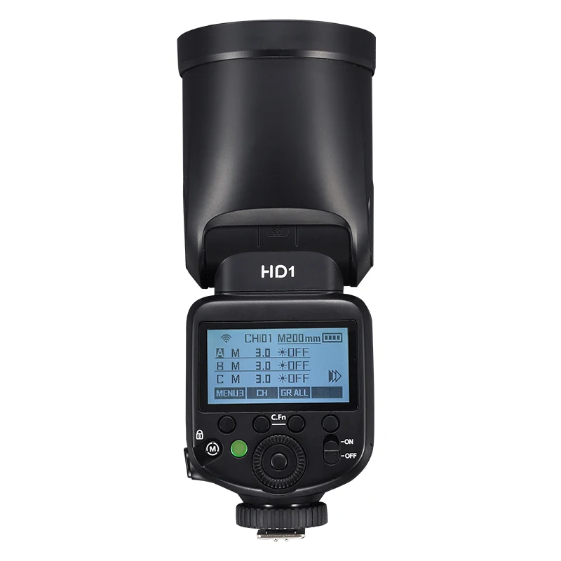 2027 HD-1 Camera Flash Light Photography Outdoor Li-ion Battery Round Head Speedlite Light