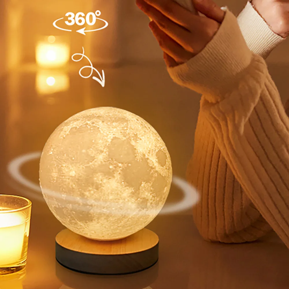 

12-15cm Rotating Moon Lamp Moon Lamp 2023 New Planet Lamp Bedroom Bedside Table Lamp Room Decoration New Year Gift