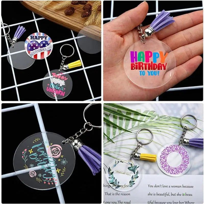 

634C Clear Acrylic Round Circles Blanks Acrylic Disks for Vinyl Project DIY Keychain