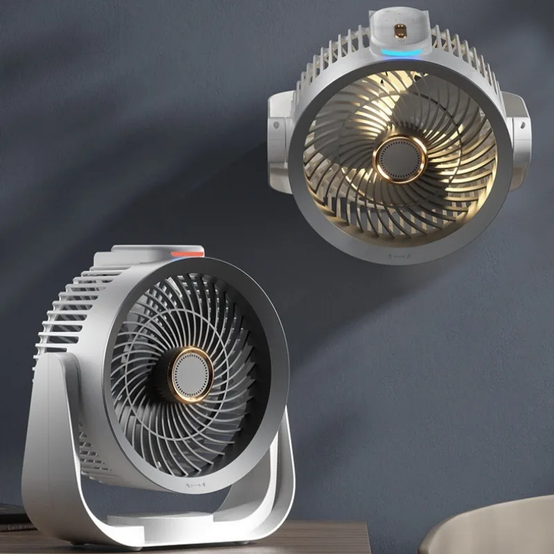 New 2024 Intelligent Voice Desktop Circulation Fan Multifunctional Home Bedroom Four speed Adjustable Night Light Fan