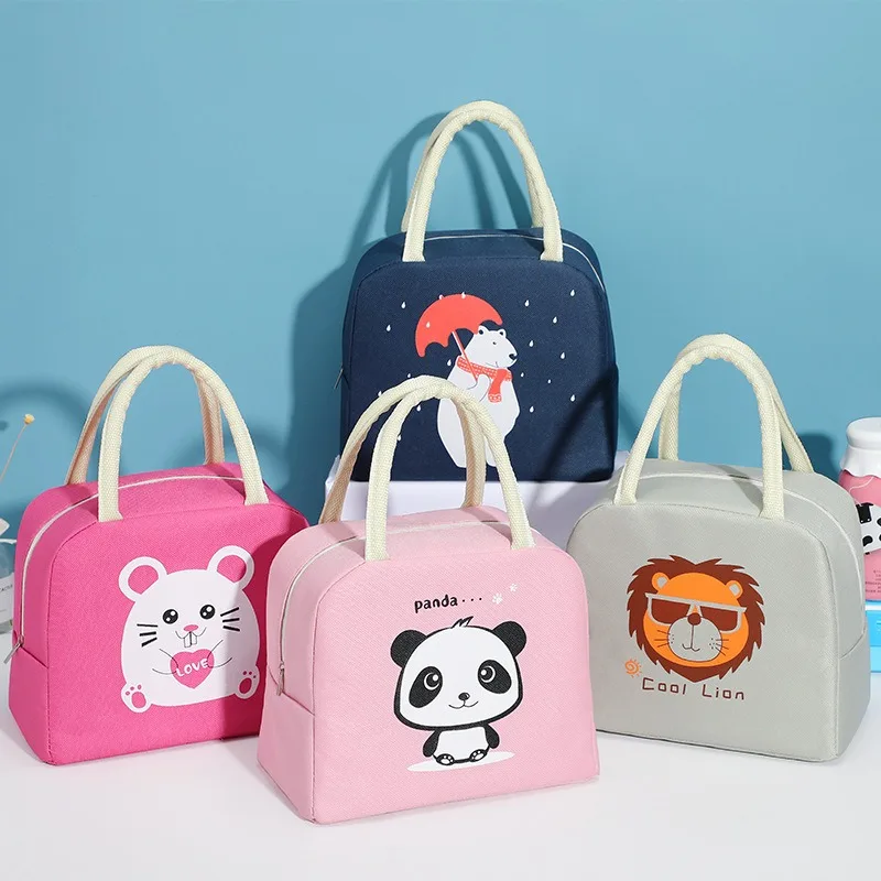 Cartoon Animal Bento Bag Cute Insulated Rice Thermal Bag Lunch Box Portable Insulated Camping Box Camping Accessories