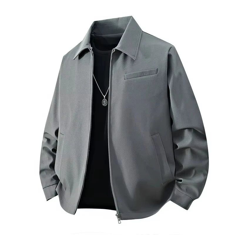 8XL Men's Retro Pure Color Work Jackets Autumn Winter Mid-Career Workwear Loose Lapel Coats Male Turn Down Collar Business Wear