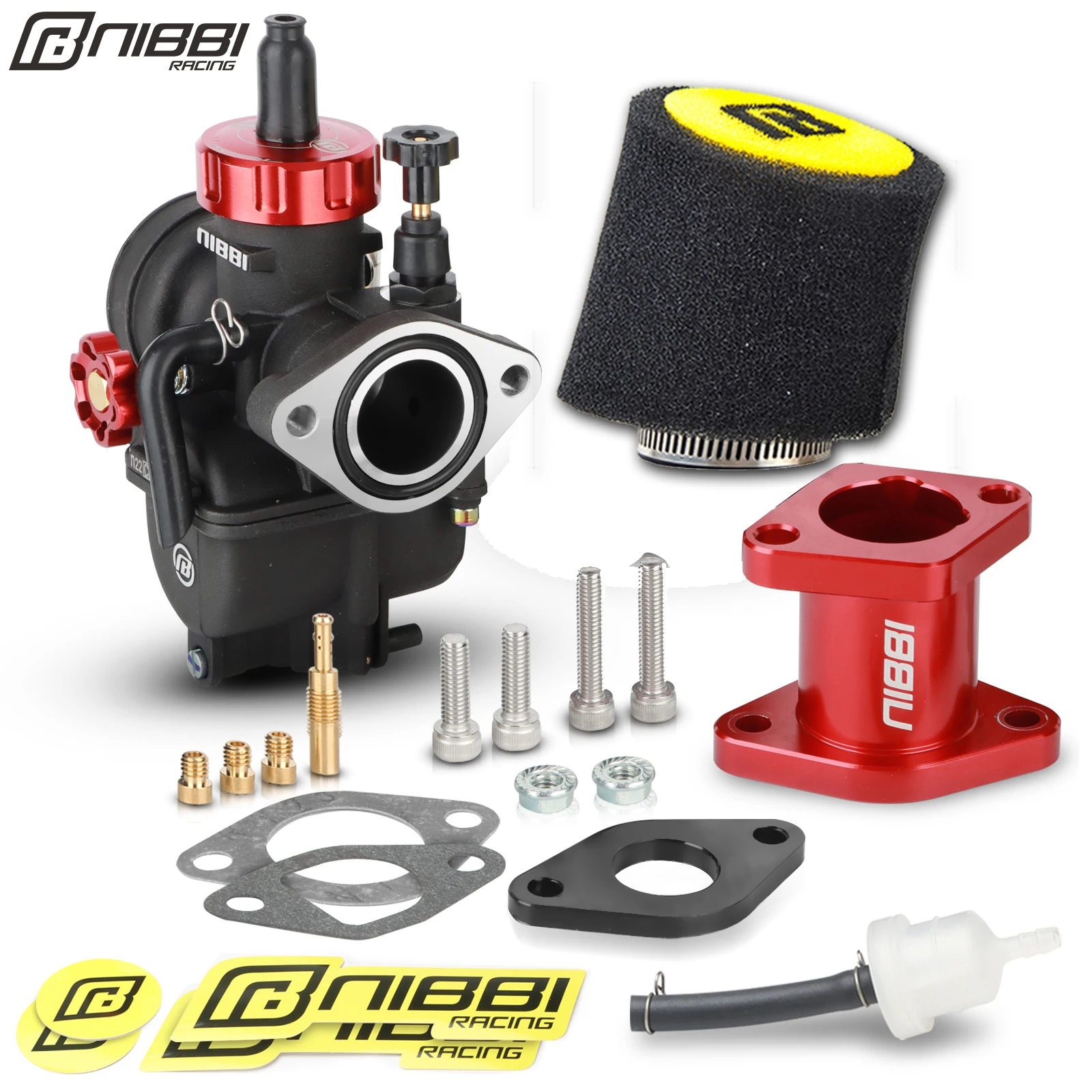 NIBBI PE Flang Carburetor Sponge Air Filter CNC 212cc Manifold Set For Predator 196cc Honda GX160 Go Kart MiniBike Coleman CT200