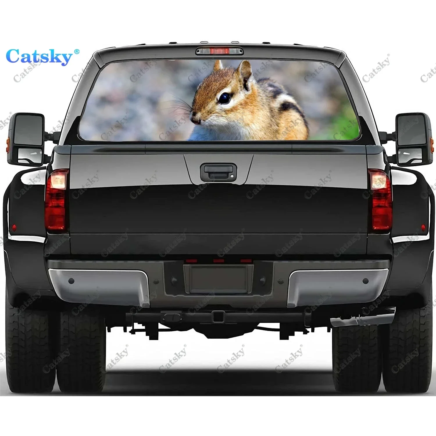 

Animal - Chipmunk Rear Window Decals for Truck,Pickup Window Decal,Rear Window Tint Graphic Perforated Vinyl Truck Sticker