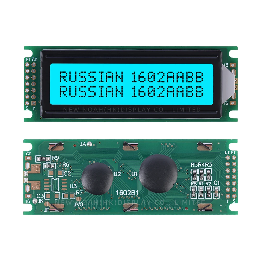 Russian Ice Blue Film Black Letters 1602B1  Character LCD Screen 64.6*16MM Interface 14PIN ST7066U Double Row Interface Module