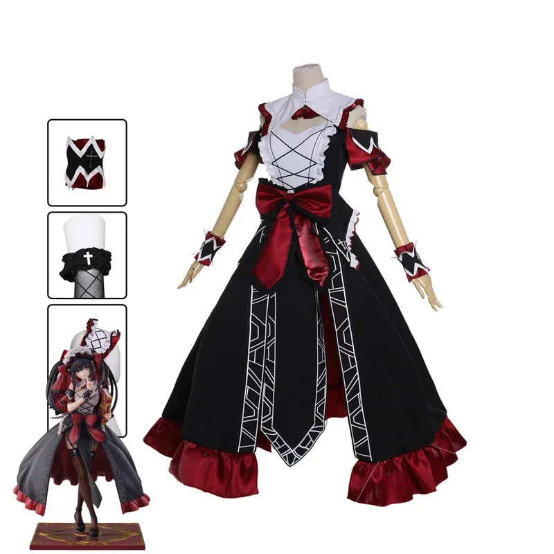 

2025 aaa, аниме DATE A LIVE Tokisaki Kurumi Nightmare, карнавальный костюм, черное платье принцессы, парик Лолиты, женский сексуальный кавайный рождественский костюм
