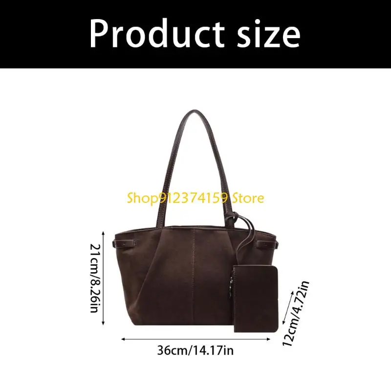 G5AE Fashion Purses and Handbags Underarm Bags Faux Suedes Toted Bag with Detachable Mini Purses Shoulder Bag for Womens - view 6