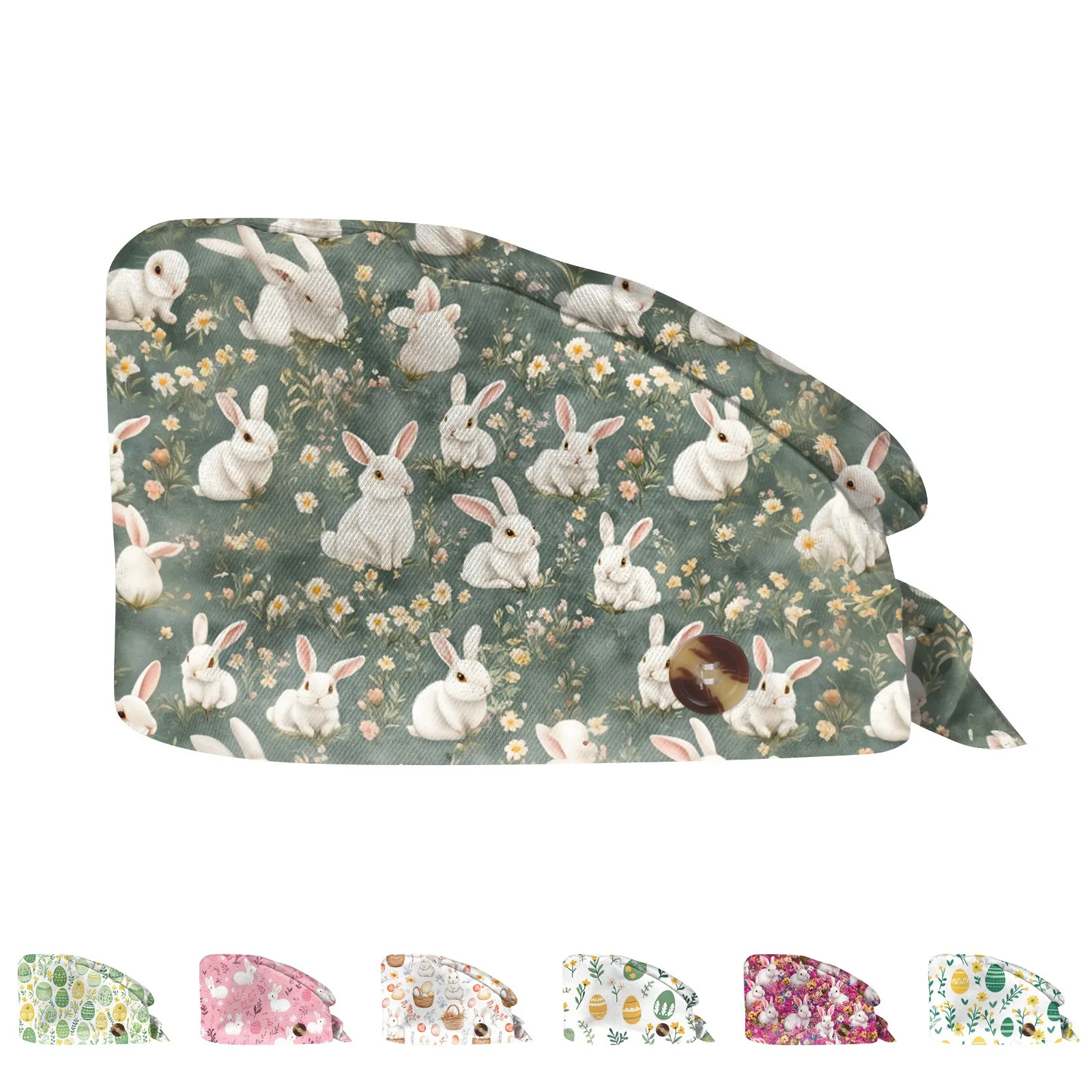 Unisex Scrubs Cap Adjustable Easter Print Hats Nurse Uniform Accessories Beauty Store Work Caps Nurse Headwear
