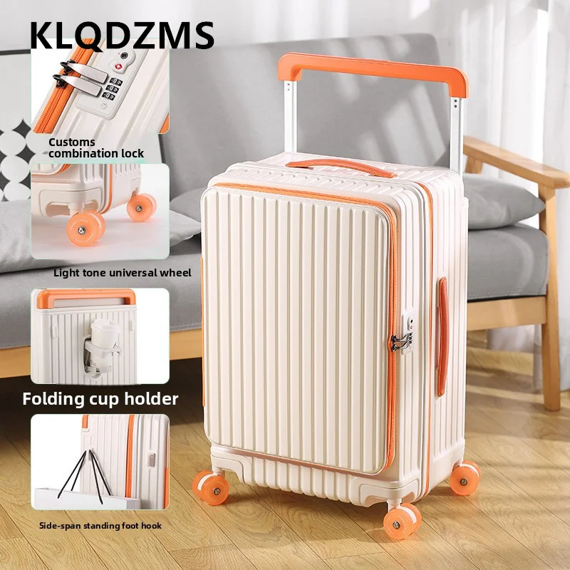 

KLQDZMS PC Suitcase Zipper Boarding Box Multifunctional Trolley Case 20"24"28 Inch Large Capacity Carry-on Travel Luggage