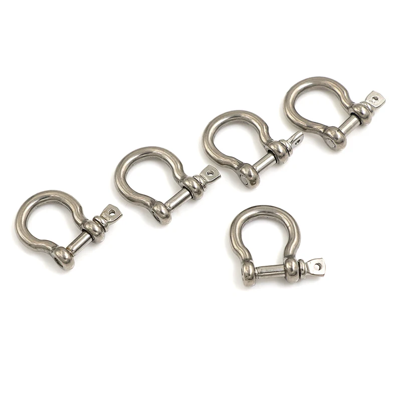 5pcs M4 304 Stainless Bow Shackle Steel Screw Pin Shackle Bow Rigging