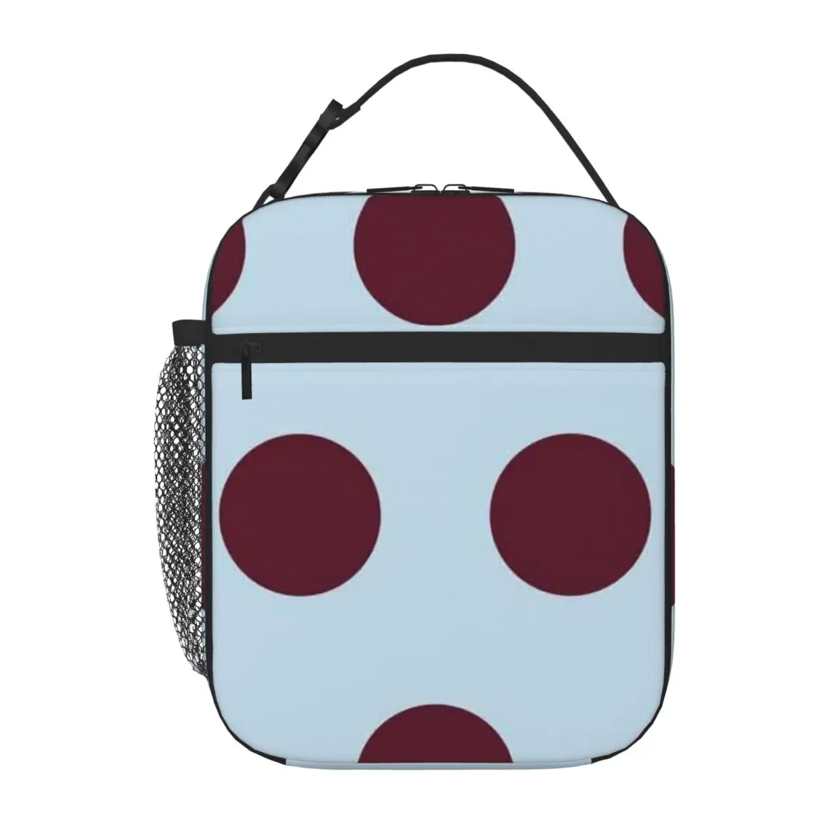 Bestselling Light Blue And Red Large Polka Dot Neutral Tone Travel Lunch Bag Hospital Visiting Kids Lunch Bag