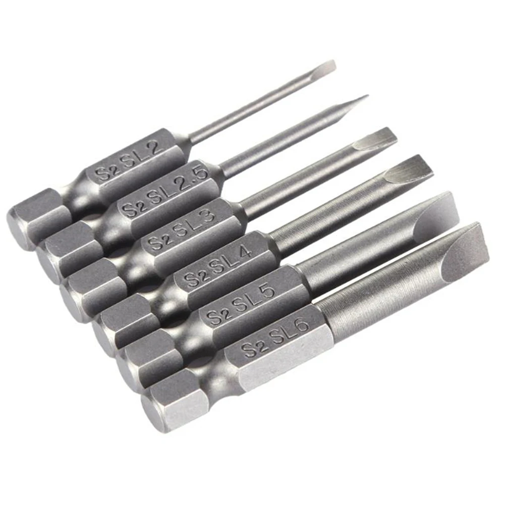 Slotted Tip Screwdriver Bit Replacement Alloy Steel Silver 1pc Electric Drills Flat Head Hand Tools Home Portable