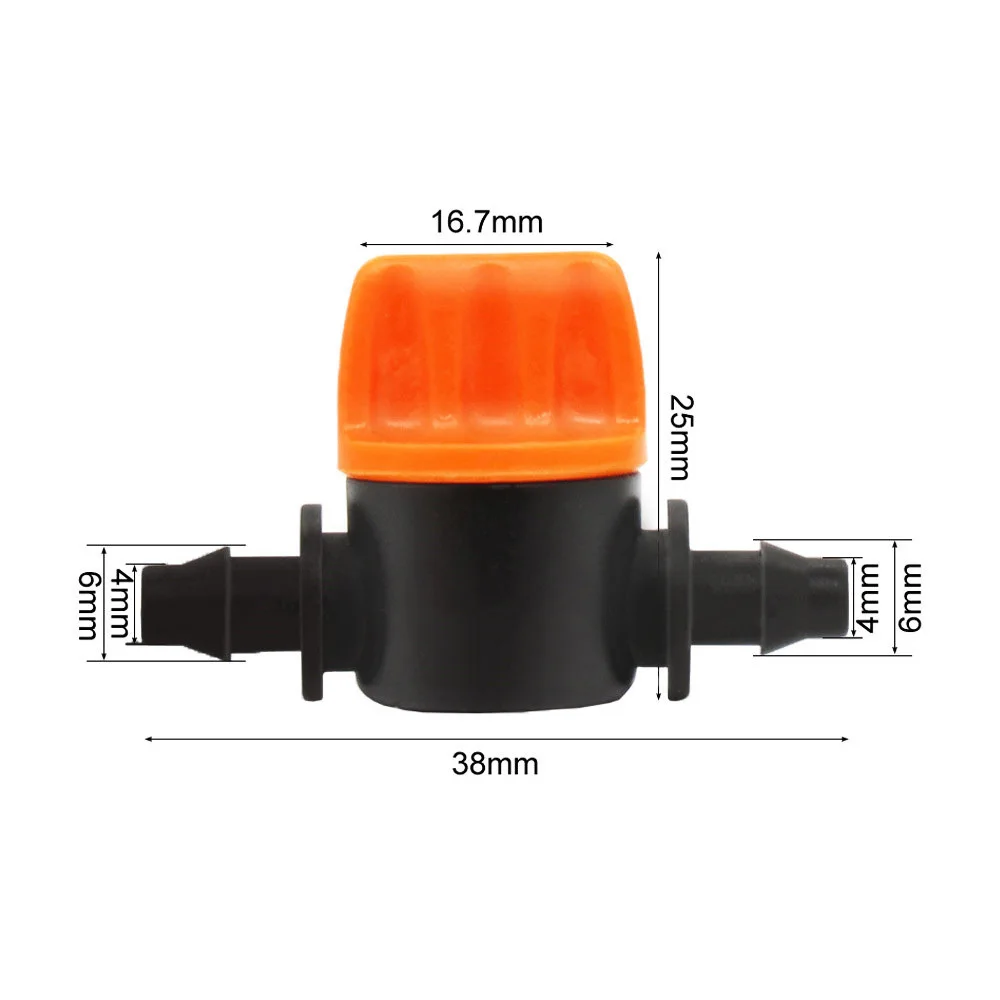 10Pcs 4‑7mm Barbed Drip Irrigation Valve Garden Water Flow Control Switch for Irrigation System