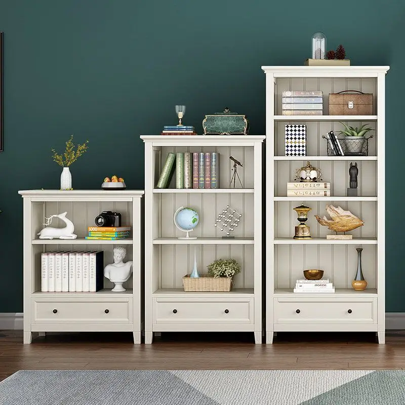 American solid wood bookshelf floor type, log air mortise and tenon structure bookcase